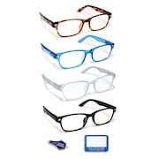 BOOST EYEWEAR Blue Light Blocking Reading Glasses, Antiglare Lenses, Traditional Frames, 4PK 20125